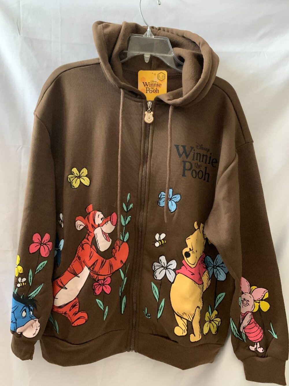 DISNEY Winnie the Pooh & Friends Full Zip Hoodie Sweater Sz LARGE